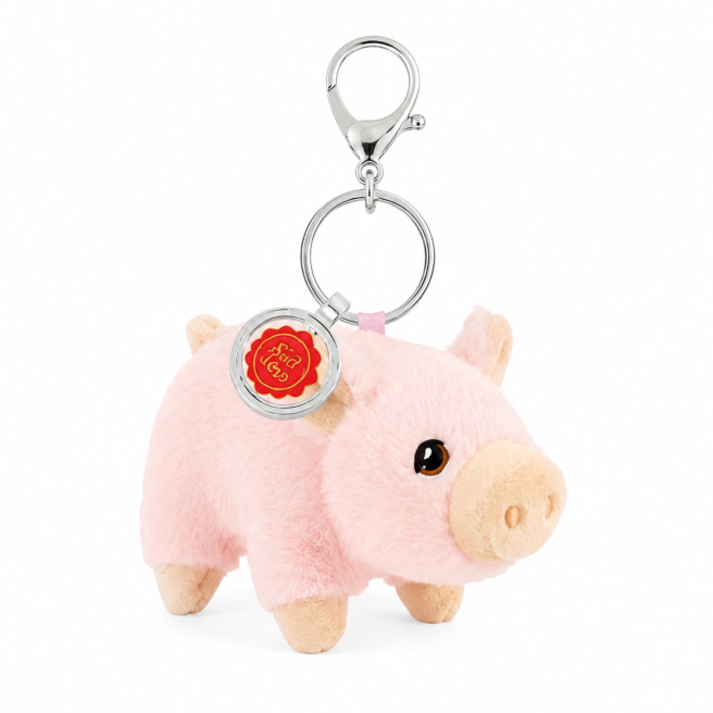 Jucarie moale breloc KeelToys, Ferma, Purcel