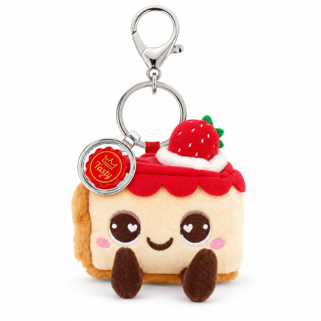 Jucarie moale breloc KeelToys, Produse de patiserie, Placinta cu capsuni