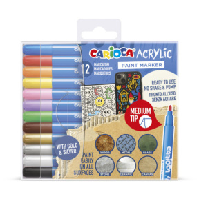 Set de markere acrilice Carioca Paint, 12 bucăți