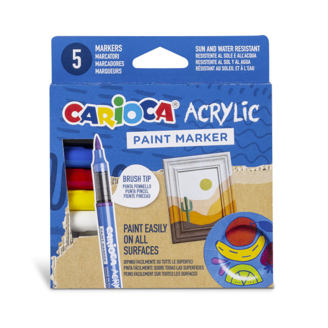 Набор Акриловых маркеров Carioca Paint, 5 шт (наконечник кисть)