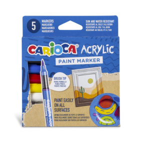 Set de markere acrilice Carioca Paint, 5 bucăți (vârf tip pensulă)