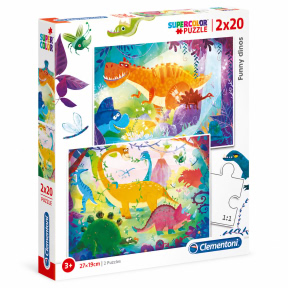 Funny Dinos, 2 пазла по 20 элементов, Clementoni