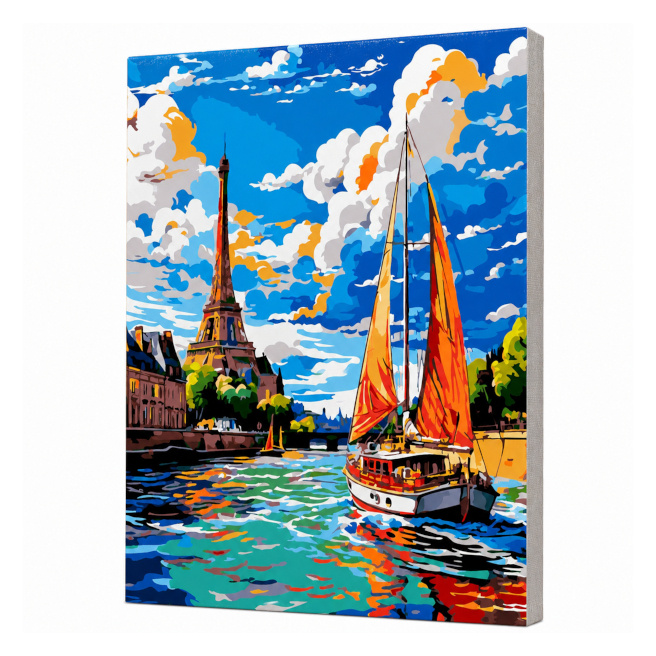 Iaht în Paris, 40x50 cm, pictură pe numere