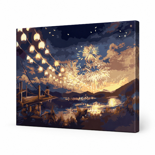 Focuri de artificii, 30x40 cm, pictură pe numere