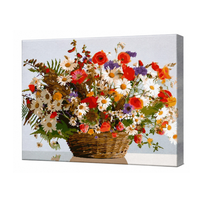 Buchet luxos de flori de câmp, 30x40 cm, pictură pe numere