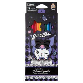 Set de creioane colorate triunghiulare Kuromi, 12 culori