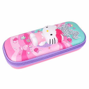 Penar școlar Hello Kitty cu figurină moale, roz