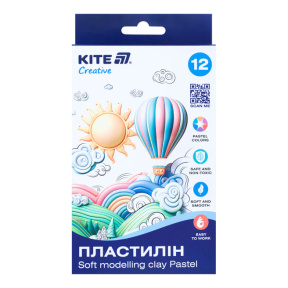 Plastilină din ceară, Kite Creative Pastel, 12 culori, 200 g.