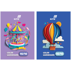 Картон цветной односторонний А5  Kite, 10 листов, 10 цветов, слайд