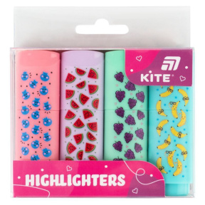 Набор маркеров Highlighter, Kite, 4 цвета, пастель