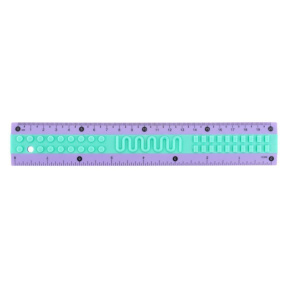 Riglă din plastic de 20 cm Kite Classic, violet-verde