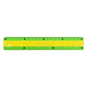 Riglă din plastic de 20 cm Kite Classic, verde-galbenă