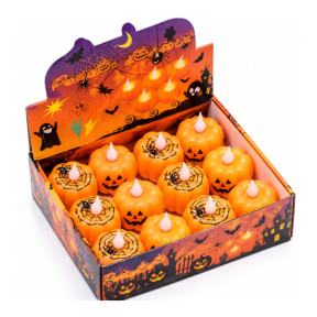 Lumânare LED de Halloween în formă de dovleac, 1 buc.