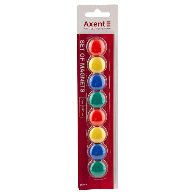 Set de magneti rotunzi (d=20mm, 8 buc) AXENT colortate p/u tabla