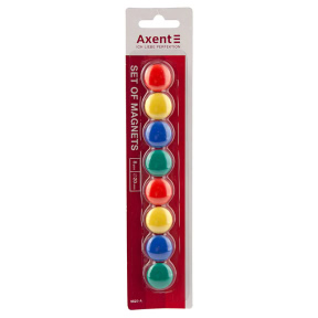 Набор круглых магнитов (d=20mm, 8ш) AXENT ассорти