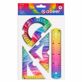 Set de rigle de desen tehnic, 4 bucăți, multicolor