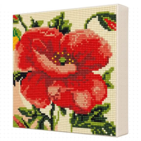 Роскошный мак, 20x20 см, Алмазная мозаика