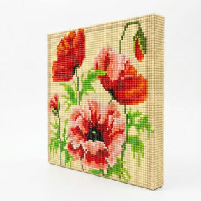 Красные маки, 20x20 см, Алмазная мозаика