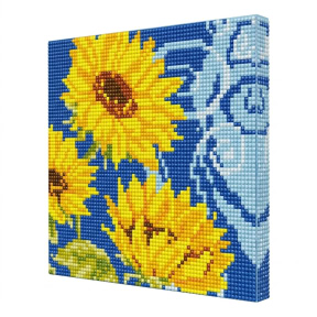 Подсолнухи и небо, 20x20 см, Алмазная мозаика