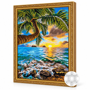 Пальма над морем, 40x50 см, алмазная мозаика квадратная