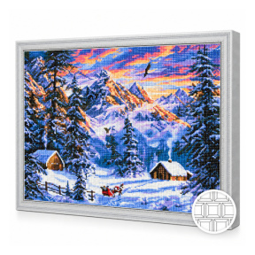 Домик у подножия гор, 40x50 см, алмазная мозаика квадратная