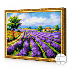 Поле лаванды, 40x50 см, алмазная мозаика квадратная