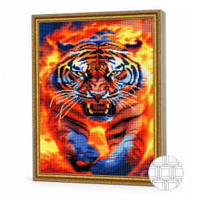 Огненный тигр, 40x50 см, алмазная мозаика квадратная