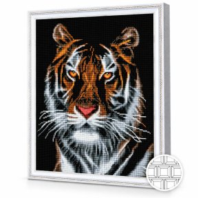 Tigru efemer, 40x50 cm, mozaic cu diamante pătrate