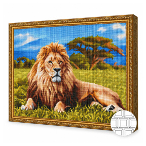 Regele animalelor, 40x50 cm, mozaic cu diamante pătrate