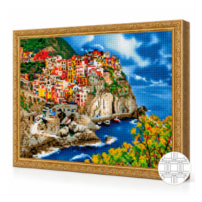 Sat italian în stânca, 40x50 cm, mozaic cu diamante pătrate
