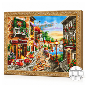 Прибрежная улочка, 40x50 см, алмазная мозаика квадратная