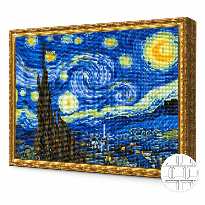 Noapte înstelată, 40x50 cm, mozaic cu diamante pătrate
