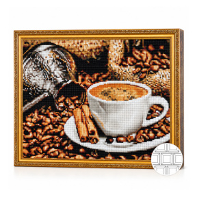 Cafea și scorțișoară, 40x50 cm, mozaic cu diamante pătrate