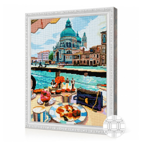 Brunch la Veneția, 40x50 cm, mozaic cu diamante pătrate