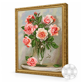 Изысканные розы, 40x50 см, алмазная мозаика квадратная