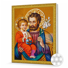 Икона Иосиф с Иисусом, 40x50 см, алмазная мозаика квадратная