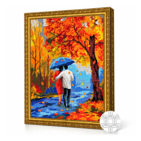 Plimbare în parcul de toamnă, 40x50 cm, mozaic cu diamante pătrate