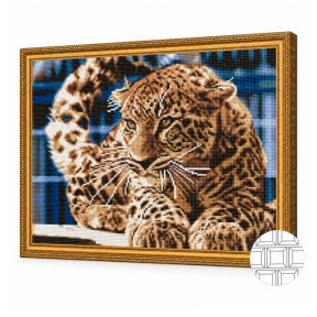 Leopard, 40x50 cm, mozaic cu diamante pătrate