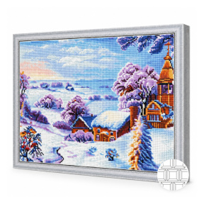Zi însorită de iarnă, 40x50 cm, mozaic cu diamante pătrate