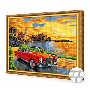 Călătorie de-a lungul coastei, 40x50 cm, mozaic cu diamante pătrate