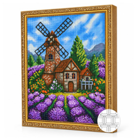 Lavandă și moară, 40x50 cm, mozaic cu diamante pătrate