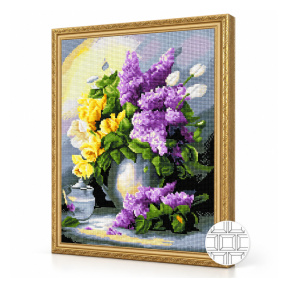 Buchet de la țară, 40x50 cm, mozaic cu diamante pătrate