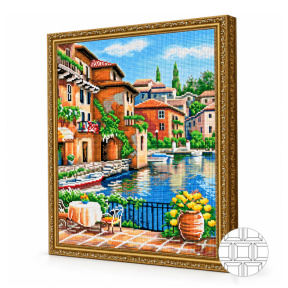 Виллы на берегу озера, 40x50 см, алмазная мозаика квадратная