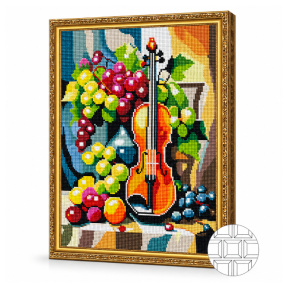 Скрипка и виноград, 40x50 см, алмазная мозаика квадратная