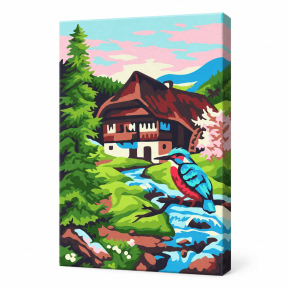 Домик у реки, 20x30 см, Картина по номерам