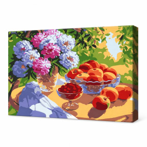 Букет и яблоки, 20x30 см, Картина по номерам
