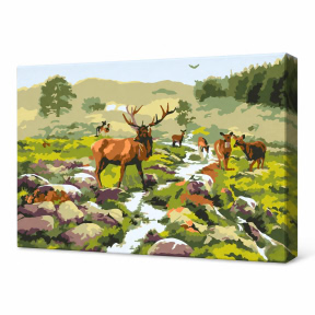 Звери у реки, 20x30 см, Картина по номерам