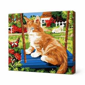Котенок на качели, 20x30 см, Картина по номерам