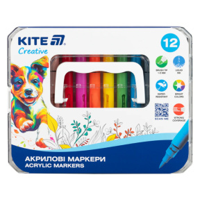 Set de markere acrilice cu cerneală lichidă, 12 buc., Kite Creative