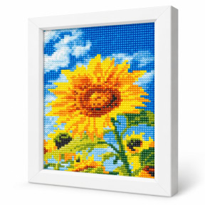 Floarea-soarelui si cer albastru,  20x30 cm, Mozaic cu diamante